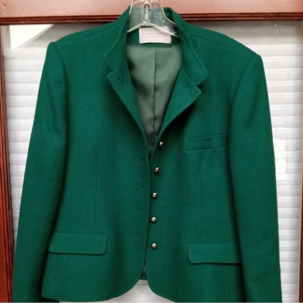 Evan Picone Green Blazer with Button Details - Picture 1 of 3